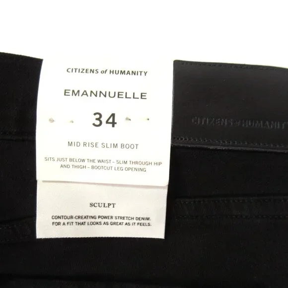NWT Citizens of Humanity Emannuelle in Plush Black Slim Boot Bootcut Jeans 34 - Picture 4 of 8